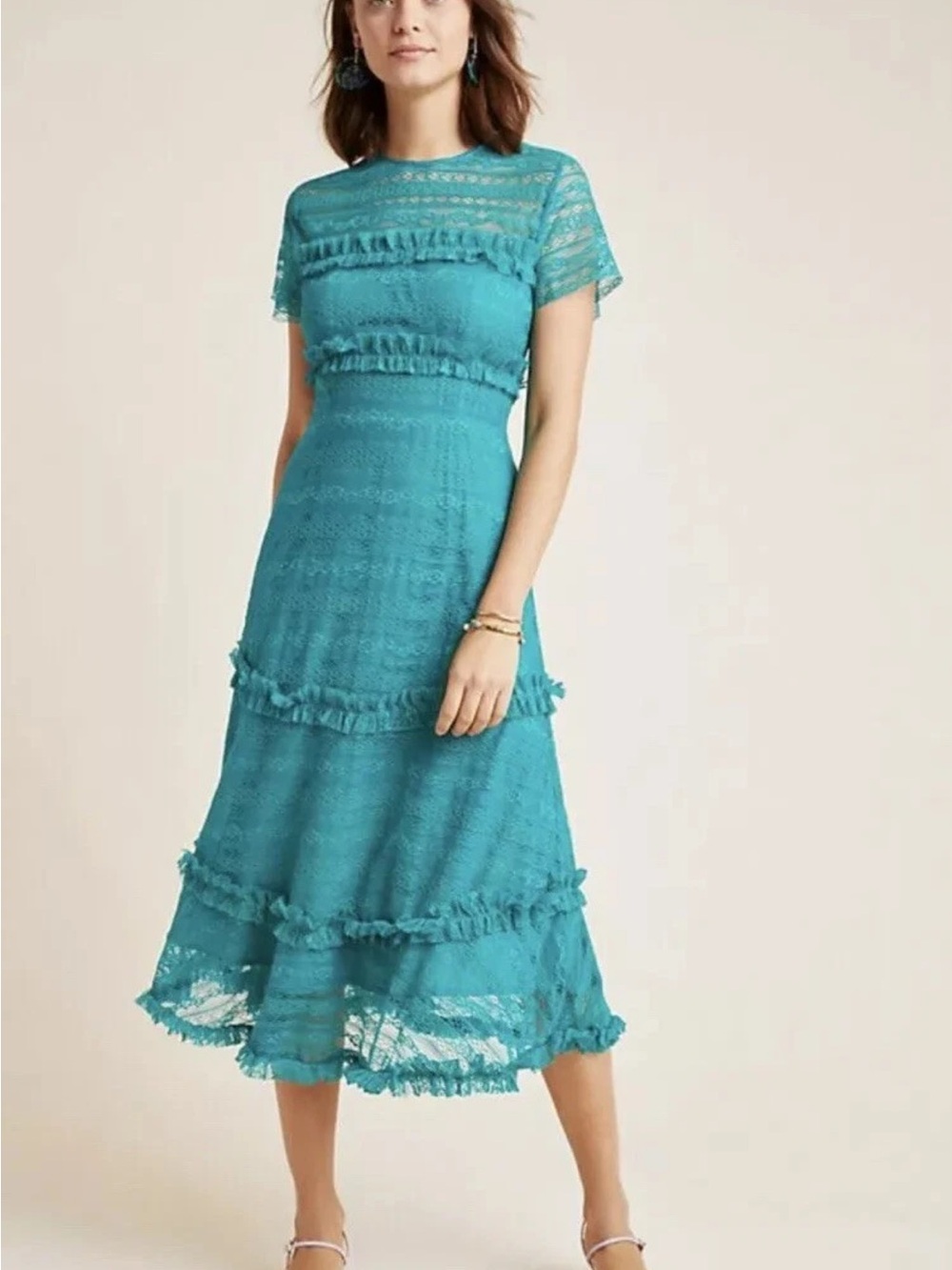 Anthropologie Vone Dashing Lace Midi Dress